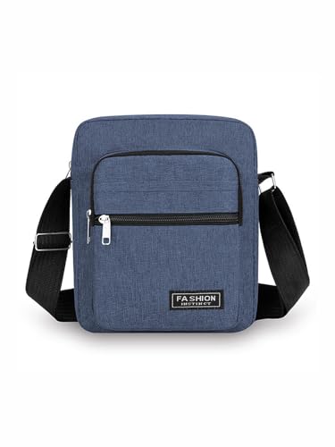Mochila masculina pequena com alça transversal portátil para uso ao ar livre, Azul, Small