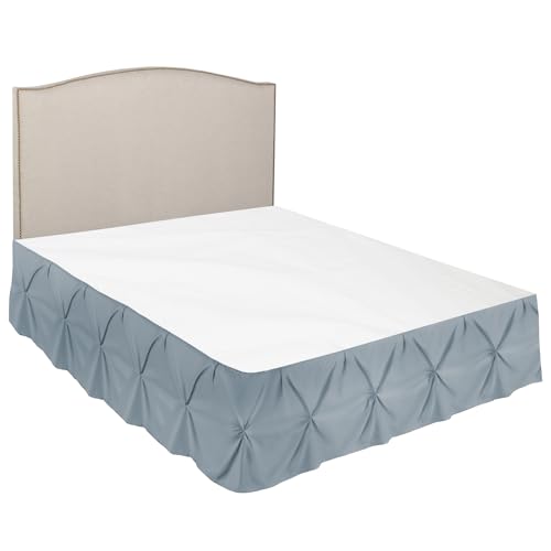Image of Nestl Stone Blue Bed Skirt Full Size, Pinch Pleat Full Bed Skirt, 14 inch Inch Drop Full Bedskirt, Hotel Quality Stone Blue Bed Skirts, Premium Microfiber Bedskirt for Full Bed, Stone Blue Full Bed Skirt