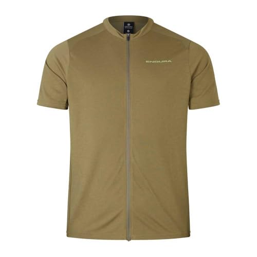 ENDURA Men's Loop Zipped Short Sleeve Jersey, Tweed Green, L