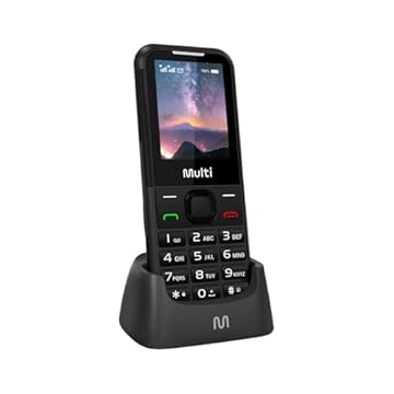 Celular Multi Vita 4G com Base Carregadora Dual Chip, Botão SOS, Câmera Preto - P9225