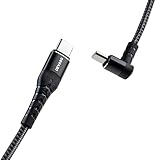 DEVASO Nylon USB C Cable (7ft 3A, 1-Pack), USBC to USBC Fast Charging Cable Right Angle Type C Cable