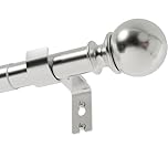 Curtain Poles for Eyelet Curtains Silver Curtain Pole for Door Curtain Pole Metal with Adjustable Brackets and Round Finials for Living Room, Bathroom, Bedroom（33-86.6inch, Silver）