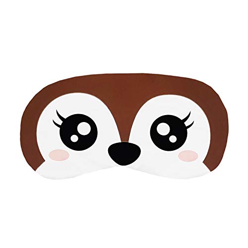 Image of Jenna Cute Bunny Blue Fur Sleeping Eye Shade Mask Cover for Insomnia, Meditation, Puffy Eyes and Dark Circles (Puppy Eyes Brown)