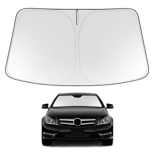Image of Proadsy 2026 Upgrade Windshield Sun Shade Custom Fit 2008-2014 C Class Foldable Front Sunshade Protector Sun Visor Blocks UV Rays Keep Car Cooler