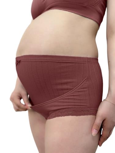 [Monna] マタニティショーツ 【ハイウエストでお腹すっぽり】 妊婦用 産前産後対応 やさしいフィット感 肌にやさしいコットン素材 M ダークレッド