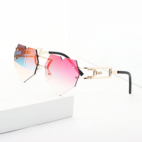 Image of Vintage Punk Sunglasses Men Women 2020 Fashion Colorful Rimless Leaf-shaped Sun Glasses