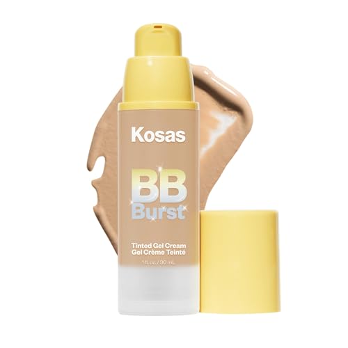 Kosas BB Burst Tinted Face Gel Cream - Supports Healthy Collagen, Smoothes Skin, Hydrates & Moisturizes - Lightweight Buildable Coverage - Medium Tan Warm 25, (1 Oz/30 ML)