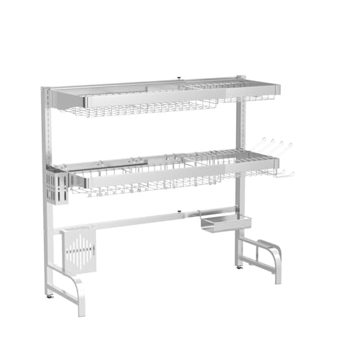BOOSINY Over Sink Dish Drainer Drying Rack,Adjustable (25.5"-35.5") 3 Tier Large Dish Racks for Kitchen Storage Counter Organizer,Full 304 Stainless Steel Shelf with Utensil Holder and 10 Hooks 6 BOOSINY Over Sink Dish Drainer Drying Rack,Adjustable (25.5"-35.5") 3 Tier Large Dish Racks for Kitchen Storage Counter Organizer,Full 304 Stainless Steel Shelf with Utensil Holder and 10 Hooks - Image 4