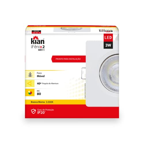 Spot Led MR11 Quadrado 3W 3.000K Branca Quente Bivolt Kian