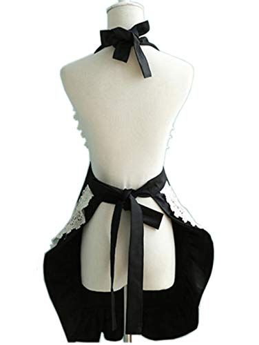 Hyzrz Lovely Home Work Adjustable Apron Shop Cake Kitchen Cooking Aprons for Women Girls with Pocket for Gift,Black