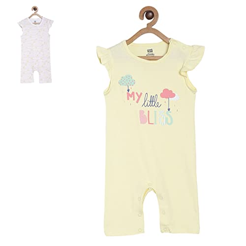 Image of miniklub Baby Front Open Frill Sleeve Knitted Cotton Romper, Pack of 2 (Multi Color)