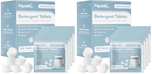 Image of Papablic 120Pcs Official Detergent Soap Tablets for Baby Brezza,GROWNSY,Momcozy Bottle Washer Pro, Effective Cleaning with Safe Highly Concentrated Formula (Pack of 2)