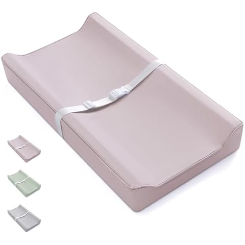 Blissful Diary Vegan Leather Baby Changing Pad with Waterproof & Wipe-Clean PU Cover, Standard Size Cozy Baby Changing Table Pads for Dressers/Tables, Taupe Cover