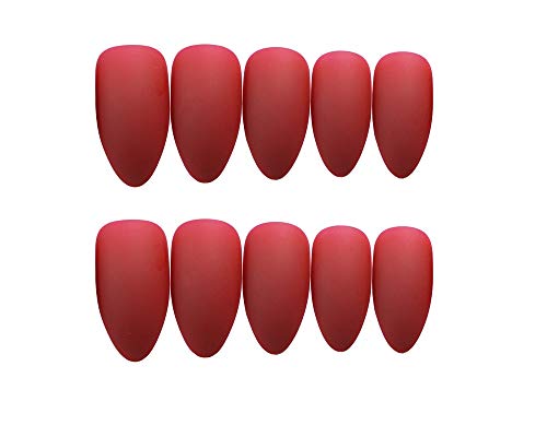24Pcs False Nails Full Cover Coffin Acrylic Fake Nails Party Prom Clip on Nail for Women and Girls (Red)