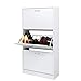 Meerveil Zapatero, Zapatero de Madera Zapatero 3 Puertas Mueble Zapatero Estrecho Capacidad 18 Pares,63 x 120 x 24cm (Blanco)