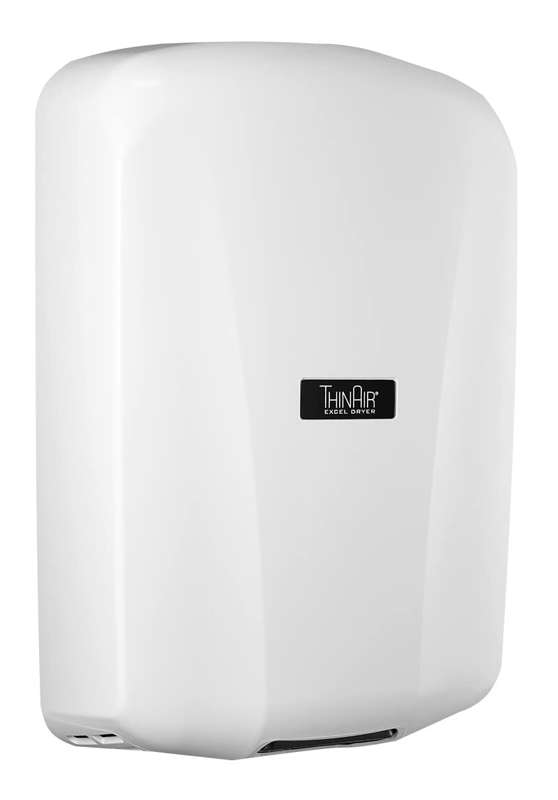 ThinAir Excel Dryer Secador de Manos, Perfil Delgado, Cubierta de Polímero Blanco (ABS), Adaptable para Personas con Discapacidad Visual, Sin Contacto, Secador de Manos Higiénico