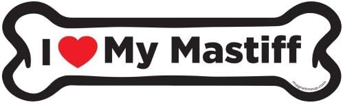 I Love My Mastiff Dog Bone Car Magnet 2x7 Inch, Dog Lover Gift