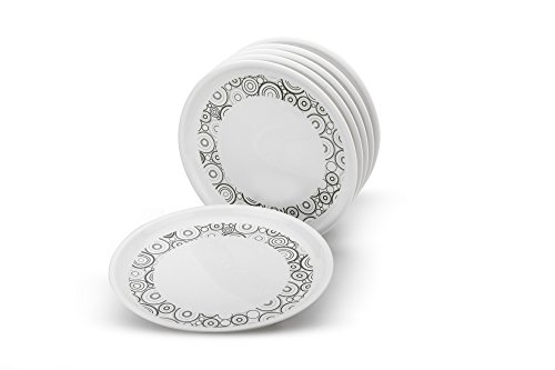 Image of Signoraware Circle Scapes Plastic Round Half Plate Set, 20.5cm, Set of 3, White