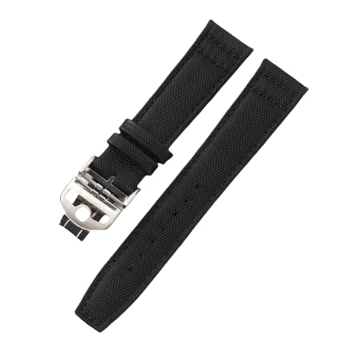 Bracelet de montre en cuir et nylon noir argent 22mm pour IWC Big Pilot Mark XVIII