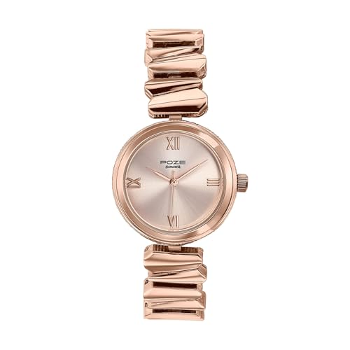 Image of Sonata Poze 8 Quartz Analog with Pink Dial IP Rose Gold Alloy Strap Watch for Women - SP80172WM01W