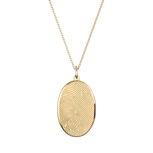 CAITLYNMINIMALIST 18K Gold Plated Sterling Silver Rose Gold Custom Personalized Fingerprint Commemorative Friendship Necklace Memorial Jewlery Gift for Women
