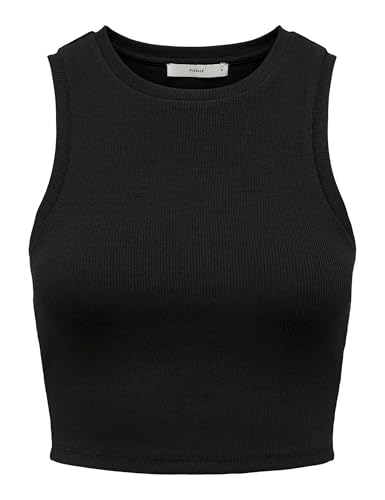 ONLY Damen Onlvilma S/L Cropped Tank Top JRS Noos, Schwarz, XL