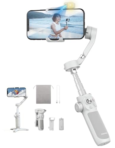Feiyutech VB4 Kit Stabilisateur Smartphone avec Suivi 3 Axes,Traceur Magnétique AI 2-en-1&Lumière de Remplissage ACC.,Tige d'extension de 216mm,Charge utile...