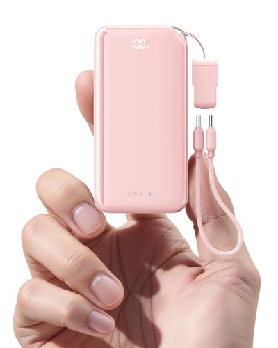 iWALK Cargador Portátil, Ultrapequeño 10.000mAh 30W PD, Power Bank con Carga Rápida USB C Entrada y Salida y Soporte, Powerbank de Viaje para iPhone 17/16/15 Pro MAX, Serie Samsung S25/S24