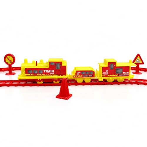 Image of Express Train Set with Track for Boy | Battery Powered Railway Engine with Passenger & Coal Wagon | 14 PCS Toy Train Play Set