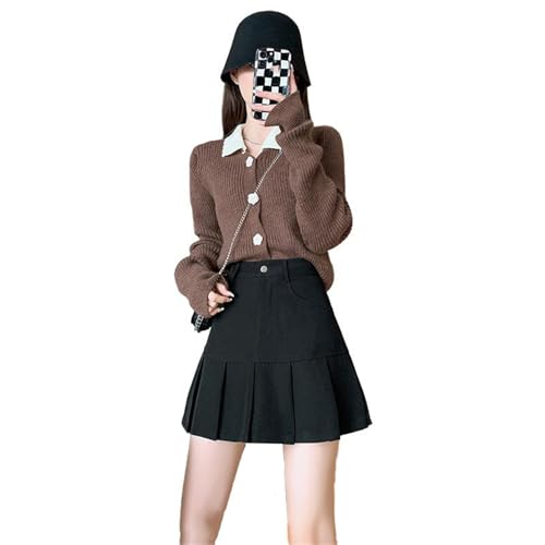 Women's High Waist Zipper A-Line Short Skirt - Autumn2