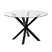 Kave Home - Mesa redonda de cristal y patas de acero con acabado negro Ø 119 cm