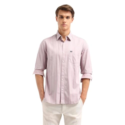 Image of Arrow Sport Men Slim fit Cotton Striped Long Sleeves Semi-Cutaway Collar Shirt