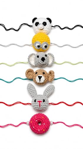 Image of Radhvini 1 Psc Handmade Crochet Animal Rakhi for Kids & Brother | Cute Cartoon Rakhis Set | Soft Knitted Designer Rakhii | Eco-Friendly Handcrafted Raksha Bandhan Rakhe Gift Pack OF 1 Only ( as per available)