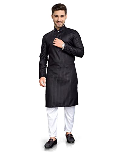 Image of Men's Textured Lining Ethnic Kurta Pajama Set Combo