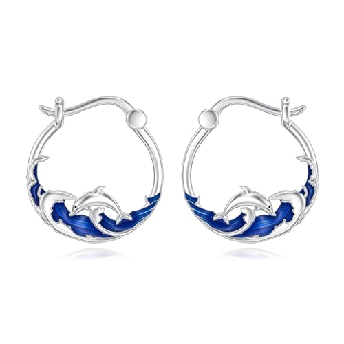 Hypoallergenic Animal Hoop Earrings for Women 925 Sterling Silver Bat/Cat/Highland Cow/Sea Turtle/Panda/Dolphin/Dog Hoop Earrings Animal Jewelry Gifts for Sensitive Ears