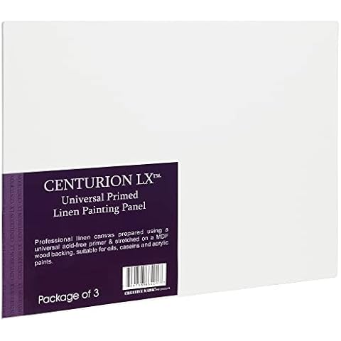 Centurion All-Media Primed Linen Panels - 5x7" 3 Pack - 11oz Universal Primed Canvas Boards for Painting, Mounted on MDF Wood, Non-Warping, Ideal for Artists, Professionals, and Painters Cover