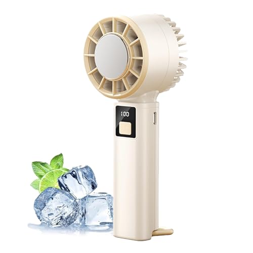 Sbyhbhyds Mini ventilador de mano portátil, ajustable de alta velocidad, recargable, potente ventilador de mano, pantalla digital, ventiladores personales de 1 a 100 velocidades para viajes, camping