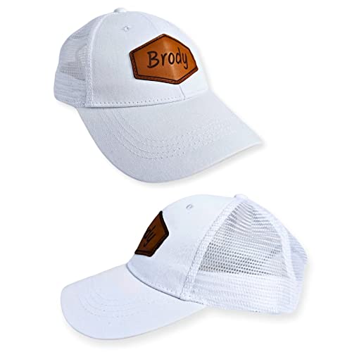 Custom Name Baby Baseball Cap - Personalized Infant Trucker Hat with Leather Patch Toddler Flat Bill Hat for Boys Ball Hat for Baby Kids Adult(Large)3