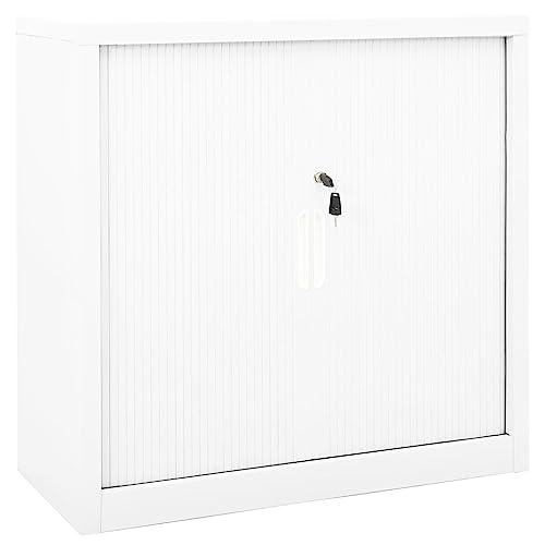 vidaXL Armoire à Portes Coulissantes Armoire de Rangement Organisateur de Rangement Armoire de Bureau Intérieur Blanc 90x40x90 cm Acier