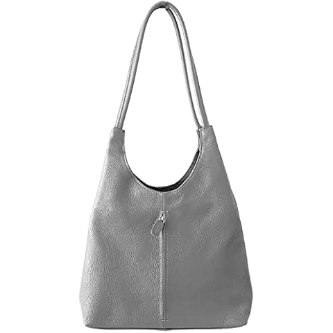 Handbag Bliss Soft Italian Grained Leather Twin Handle Slouch Shoulder Bag Handbag (Dark Grey) Cover