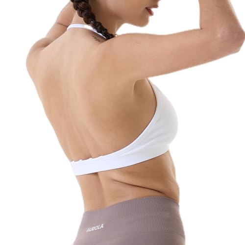 Image of AUROLA Mercury Workout Sports Bras Women Athletic Removable Padded Backless Strapy Minimal Crop Top