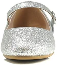 Soda Hookup-2 Kids/Children/Girls Fashion Classic Mary Jane Flat Rounded Ballet Shoes (9 (Little Kid), Silver Glitter, Numeric_9) | Image 2