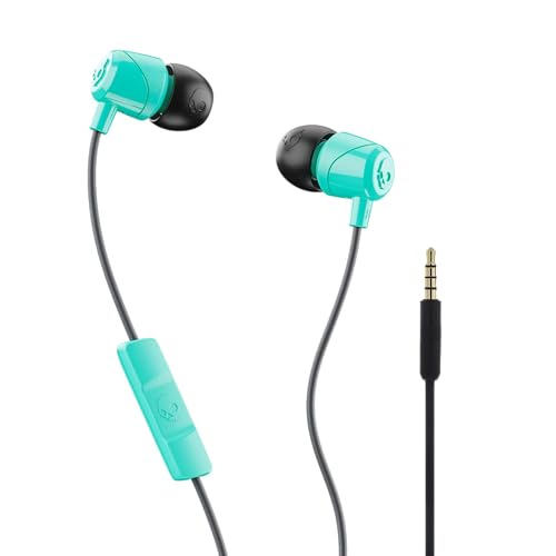 Image of Skullcandy Jib In-Ear Wired Earbuds with Mic - Supreme Sound, Comfortable Silicone Ear Gels, Noise Isolating Fit, Hands-Free Calling, 3.5mm Jack Compatible with Smartphones Tablets Laptops, Gray Miami