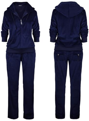 Image of LeeHanTon Womens Jogging Suits Sets Running Velour Outfit Zipper Warm Up 2 Pieces Hoodie and Pant Tracksuit