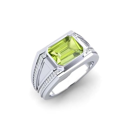 10K 14K 18K Gold Men's Gemstone Rings Custom 1-4 Carats Emerald Cut Gemstone Ring for Men Engagement Statement Wedding Anniversary Ring Jewelry Gifts for Him