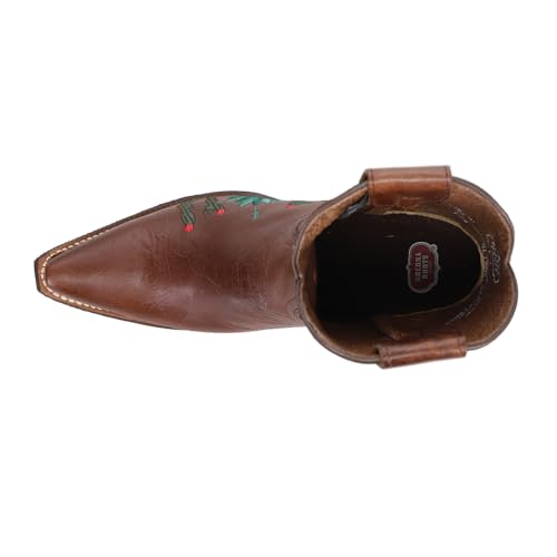 Womens Agave Embroidery Snip Toe Casual Boots Ankle Low Heel 1-2" - Brown - Size 7 B4