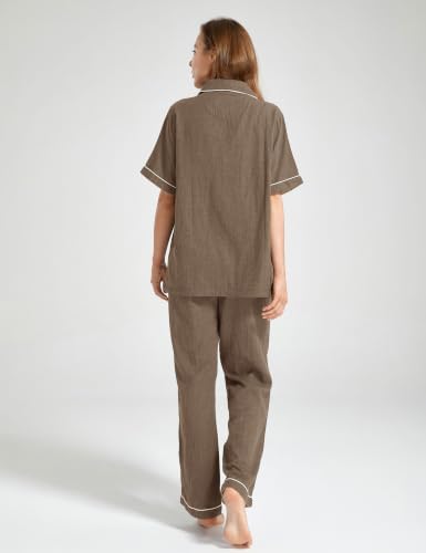Image of Womens Muslin Pajama Set 100% Cotton Double Gauze Linen Like