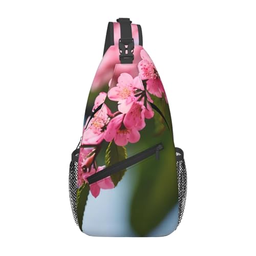 Pink Cherry Blossoms 1 Stylish Men'S Messenger Bag - Durable Polyester, Huge Capacity & Adjustable Strap