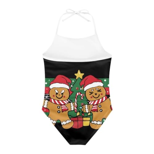 Image of Christmas Kids One-Piece Halter Swimsuits Beach Swimwear Bathing Suit for 3-10 Years Girls