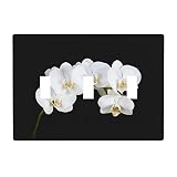 White Orchid Triple Toggle Light Switch Cover Decorative Wall Plate 3 Gang Toggle 4.5x6.38in